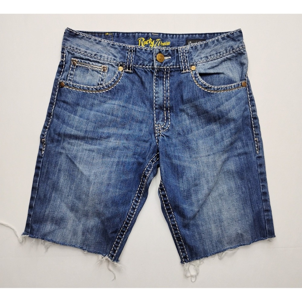 Wrangler Rock 47 Men Size 34 Cut Off Jean Shorts Jorts 12in inseam Raw Hem
